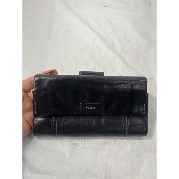 Fossil Ellis Clutch Womens Black Leather Wallet - Picture 14 of 15